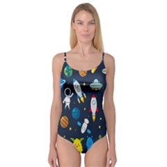 Big Set Cute Astronauts Space Planets Stars Aliens Rockets Ufo Constellations Satellite Moon Rover V Camisole Leotard  by Bedest