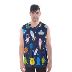 Big Set Cute Astronauts Space Planets Stars Aliens Rockets Ufo Constellations Satellite Moon Rover V Men s Basketball Tank Top by Bedest