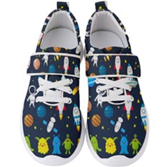 Big Set Cute Astronauts Space Planets Stars Aliens Rockets Ufo Constellations Satellite Moon Rover V Men s Velcro Strap Shoes by Bedest