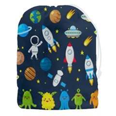 Big Set Cute Astronauts Space Planets Stars Aliens Rockets Ufo Constellations Satellite Moon Rover V Drawstring Pouch (3xl) by Bedest