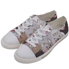 Cute Cats Seamless Pattern Men s Low Top Canvas Sneakers by Bedest