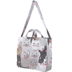 Cute Cats Seamless Pattern Square Shoulder Tote Bag