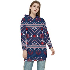 Ukrainian Folk Seamless Pattern Ornament Art Women s Long Oversized Pullover Hoodie