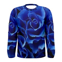 Blue Roses Flowers Plant Romance Blossom Bloom Nature Flora Petals Men s Long Sleeve T-shirt by Bedest