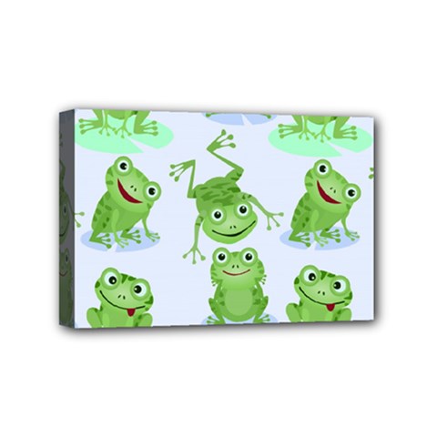 Cute Green Frogs Seamless Pattern Mini Canvas 6  X 4  (stretched) by Bedest