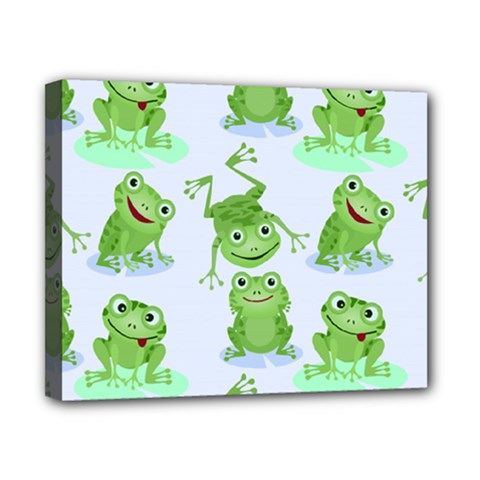 Cute Green Frogs Seamless Pattern Canvas 10  X 8  (stretched) by Bedest