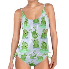 Cute Green Frogs Seamless Pattern Tankini Set