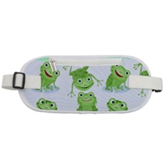 Cute Green Frogs Seamless Pattern Rounded Waist Pouch by Bedest