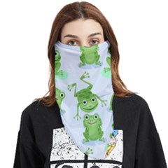 Cute Green Frogs Seamless Pattern Face Covering Bandana (triangle) by Bedest