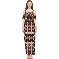 Vector Illustration Of Ukrainian Folk Seamless Pattern Ethnic Ornament Border Element Traditional Draped Sleeveless Chiffon Jumpsuit by Bedest