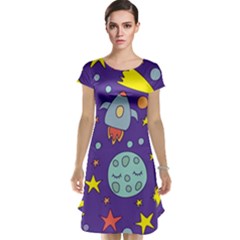 Card With Lovely Planets Cap Sleeve Nightdress