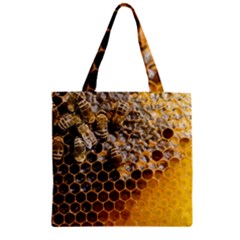 Honeycomb With Bees Zipper Grocery Tote Bag by Bedest