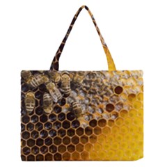 Honeycomb With Bees Zipper Medium Tote Bag
