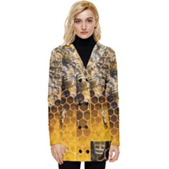 Honeycomb With Bees Button Up Hooded Coat  by Bedest