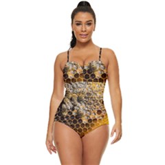 Honeycomb With Bees Retro Full Coverage Swimsuit