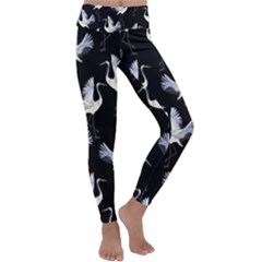 Crane Pattern Bird Animal Kids  Lightweight Velour Classic Yoga Leggings