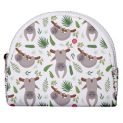 Seamless Pattern With Cute Sloths Horseshoe Style Canvas Pouch by Bedest