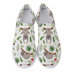 Seamless Pattern With Cute Sloths Women s Slip On Sneakers