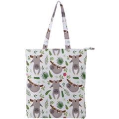 Seamless Pattern With Cute Sloths Double Zip Up Tote Bag by Bedest