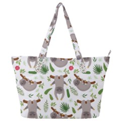 Seamless Pattern With Cute Sloths Full Print Shoulder Bag