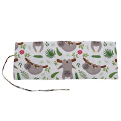 Seamless Pattern With Cute Sloths Roll Up Canvas Pencil Holder (s) by Bedest