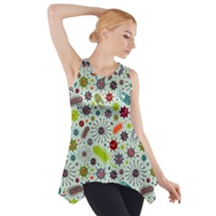 Seamless Pattern With Viruses Side Drop Tank Tunic by Bedest