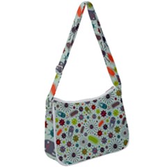 Seamless Pattern With Viruses Zip Up Shoulder Bag by Bedest