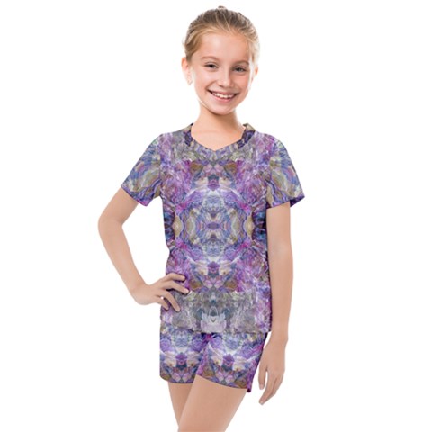 Abstract Pebbles Iv Kids  Mesh T-shirt And Shorts Set by kaleidomarblingart