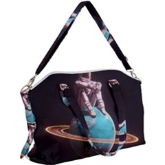 Stuck On Saturn Astronaut Planet Space Canvas Crossbody Bag