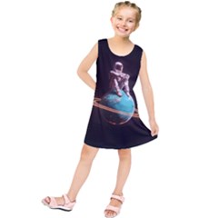 Stuck On Saturn Astronaut Planet Space Kids  Tunic Dress by Cendanart