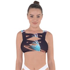 Stuck On Saturn Astronaut Planet Space Bandaged Up Bikini Top by Cendanart