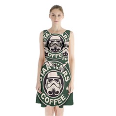 Stormtrooper Coffee Sleeveless Waist Tie Chiffon Dress