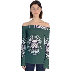 Stormtrooper Coffee Off Shoulder Long Sleeve Top by Cendanart