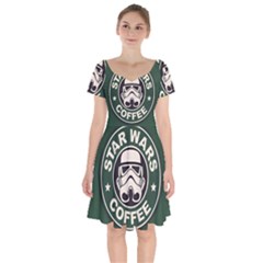 Stormtrooper Coffee Short Sleeve Bardot Dress