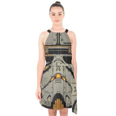 Stormtrooper Halter Collar Waist Tie Chiffon Dress by Cendanart