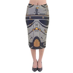 Stormtrooper Velvet Midi Pencil Skirt