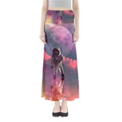 Aesthetic Astronautics Atmosphere Blue Clouds Cosmos Fantasy Galaxy Full Length Maxi Skirt by Cendanart