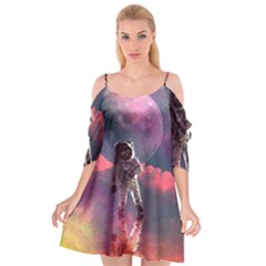 Aesthetic Astronautics Atmosphere Blue Clouds Cosmos Fantasy Galaxy Cutout Spaghetti Strap Chiffon Dress by Cendanart