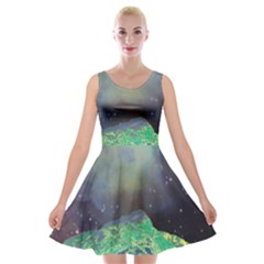 Psychedelic Universe Color Moon Planet Space Velvet Skater Dress