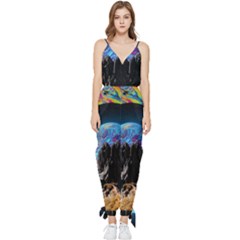 Aesthetic Psychedelic Drawings Art Acid Space Sleeveless Tie Ankle Chiffon Jumpsuit by Cendanart