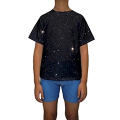 Sky Black Star Night Space Edge Super Dark Universe Kids  Short Sleeve Swimwear by Cendanart