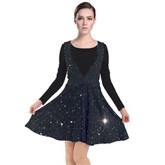 Sky Black Star Night Space Edge Super Dark Universe Plunge Pinafore Dress by Cendanart