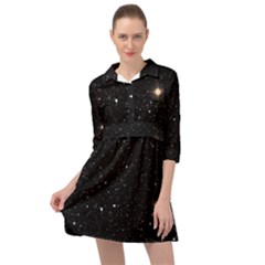 Sky Black Star Night Space Edge Super Dark Universe Mini Skater Shirt Dress by Cendanart