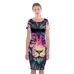 Psychedelic Lion Classic Short Sleeve Midi Dress