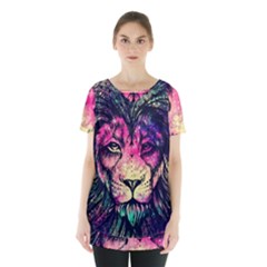 Psychedelic Lion Skirt Hem Sports Top