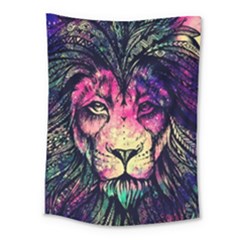 Psychedelic Lion Medium Tapestry by Cendanart