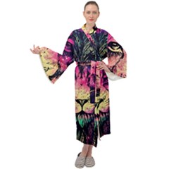 Psychedelic Lion Maxi Velvet Kimono by Cendanart