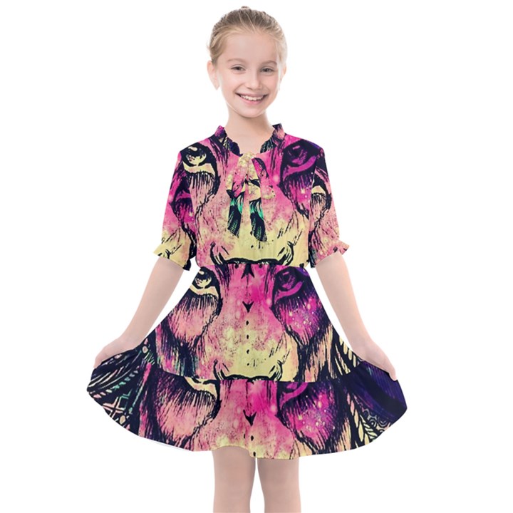 Psychedelic Lion Kids  All Frills Chiffon Dress