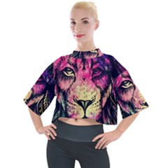 Psychedelic Lion Mock Neck T-Shirt