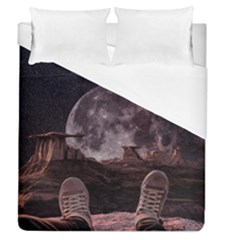 In The Cosmos Moon Sci-fi Space Sky Duvet Cover (queen Size) by Cendanart